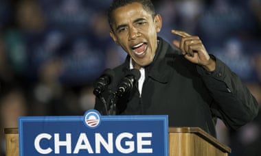 Barack Obama on the final day of his first US presidential campaign in 2008.
