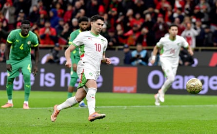 Morocco’s Brahim Díaz fluffs his Panenka punishment successful nan Africa Cup of Nations final