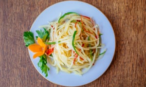 ‘Both a warm hug and a cheery slap’: shredded potato with chilli oil’.