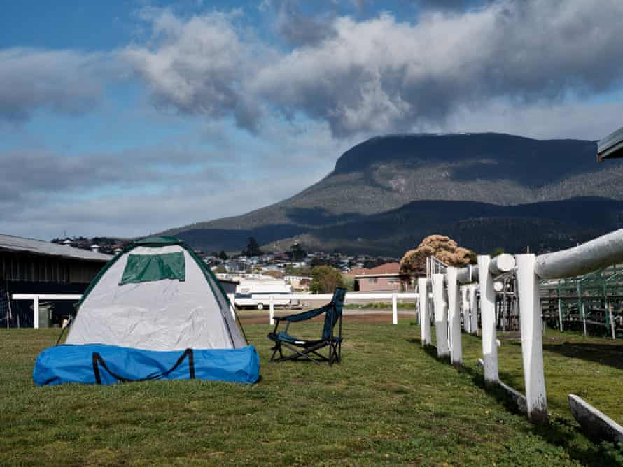 A tent at the Hobart showgrounds