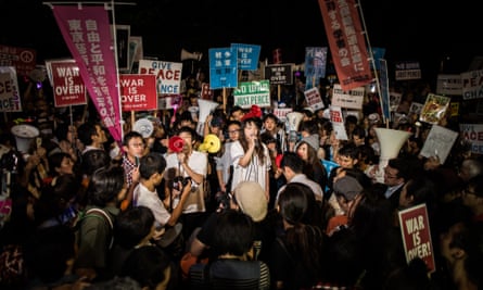 One of the nightly protests by members of Sealds outside the Japanese parliament.