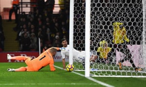 Kasper Schmeichel of Leicester City scores an own goal.