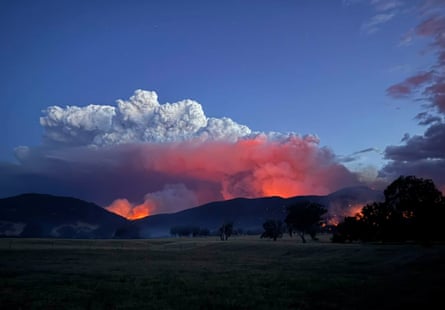 A bushfire at dusk