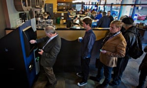 Bitcoin ATM at a coffee shop in Vancouver.