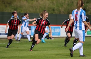 Lewes, celebrating here after scoring against Huddersfield, will be in the second tier.