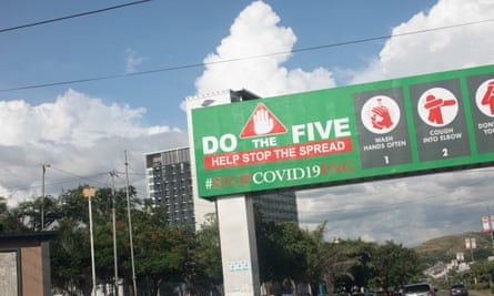 A Covid health sign in Port Moresby