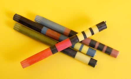 Striped dinner candles