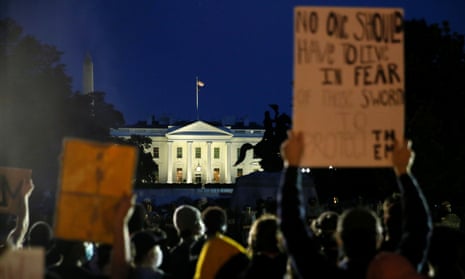 Crowds protest outside the White House following the death of George Floyd.