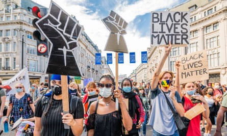 A Black Lives Matter protest in Oxford Circus, London, July 2020.