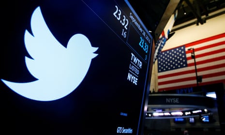 The Twitter logo on a screen at the New York Stock Exchange.