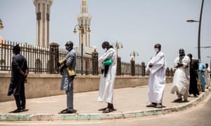 Muslim worshippers at the Mosque of the Mourides, in Dakar on May 15, 2020.