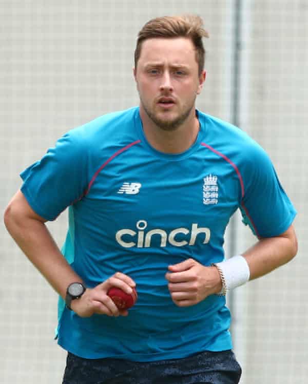 Ollie Robinson bowls during a nets session at the Gabba