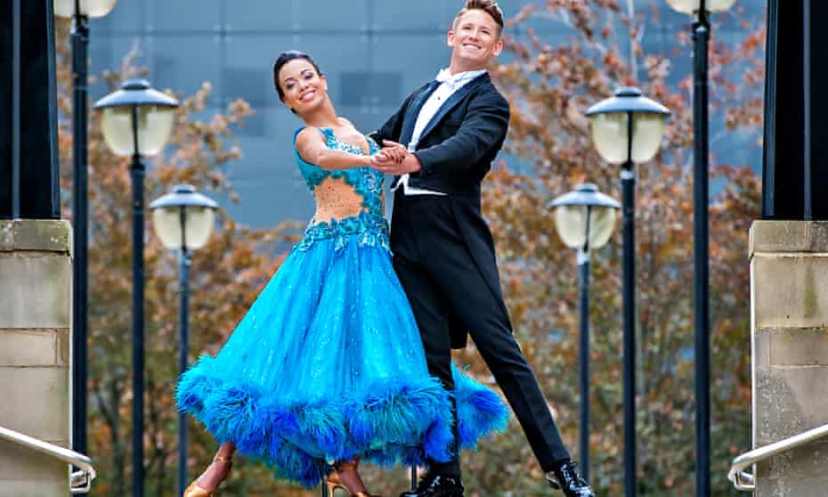 In step … Courtney-Mae Briggs and James Bennet in Strictly Ballroom at the West Yorkshire Playhouse