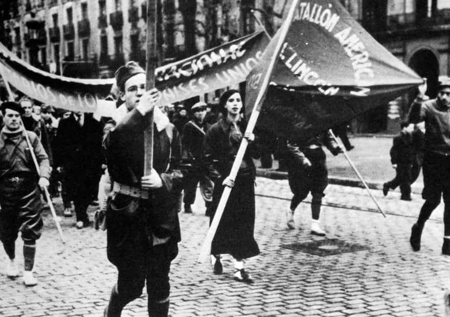 The American Lincoln battalion of the International Brigades in Spain circa 1937.