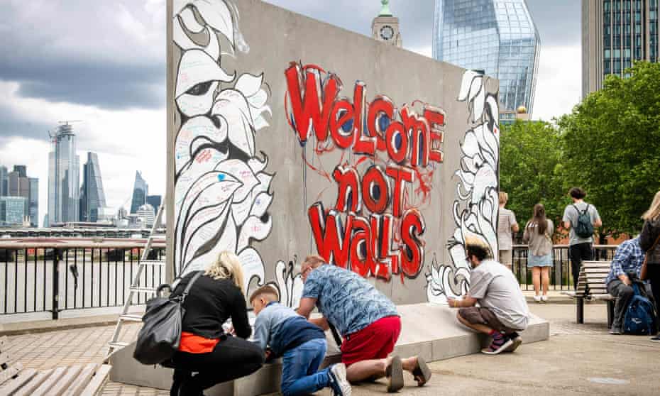 A protest wall installation created on the Southbank by Ben & Jerry’s. The installation was moved around the country during Refugee Week