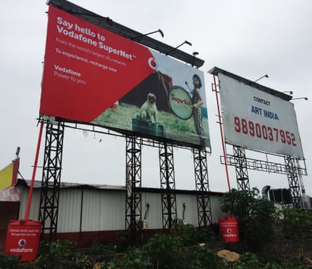 Vodafone billboards on the New Airport road near Pune
