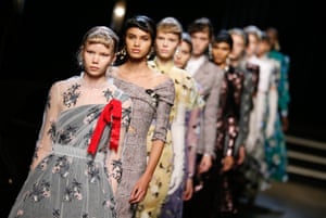 Models on the catwalk Erdem show