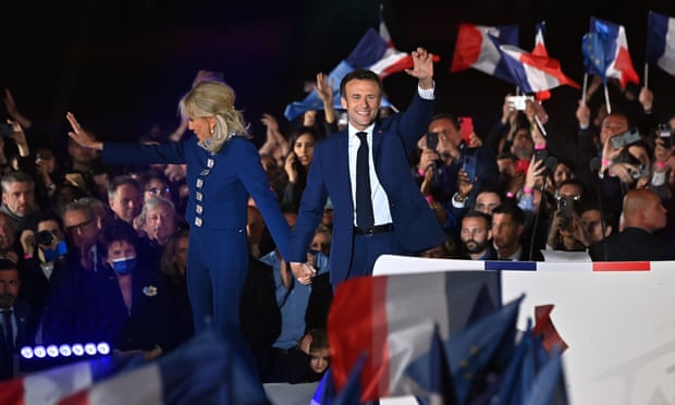 Emmanuel Macron and his wife Brigitte Macron