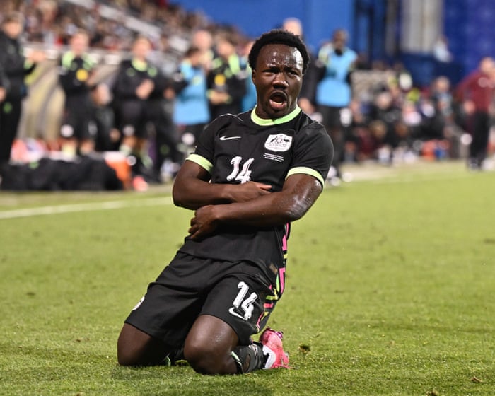 Nestory Irankunda steals victory for Socceroos in fiery friendly against Canada