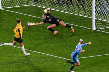 Alessia Russo scores England’s clinching goal in the 3-1 World Cup semi-final win over Australia.