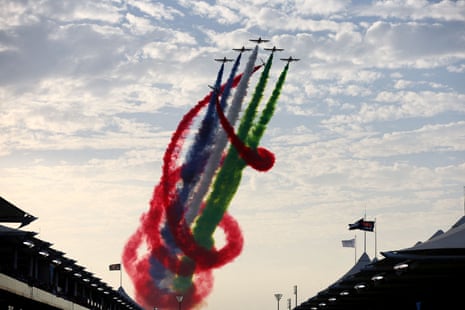 A mightily impressive air display ahead of the start of the race.