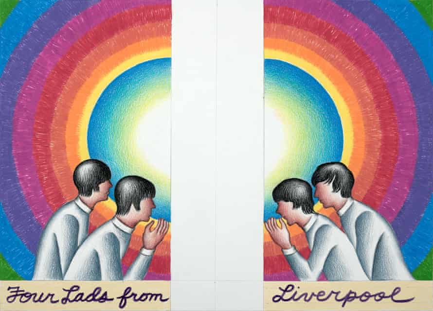 A study for Four Lads from Liverpool 2017, Judy Chicago’s Beatles mural.