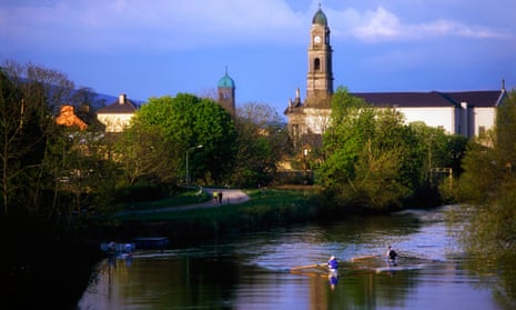 Rowers on the River Suir in Clonmel, County Tipperary, Ireland.