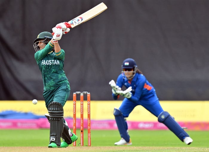 Pakistan’s Iram Javed gets the innings under way.