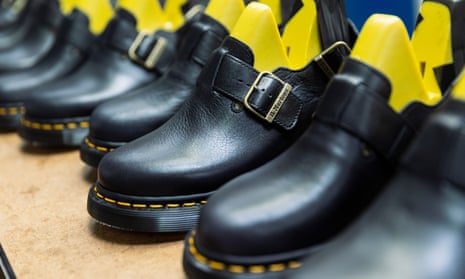 Dr. Martens shoes at the factory in Wellingborough, Northamptonshire, England.