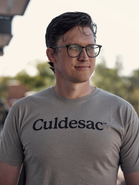 Ryan Johnson, Culdesac’s CEO, stands on the balcony of the company’s model apartment in Tempe, Arizona, on 5 October.