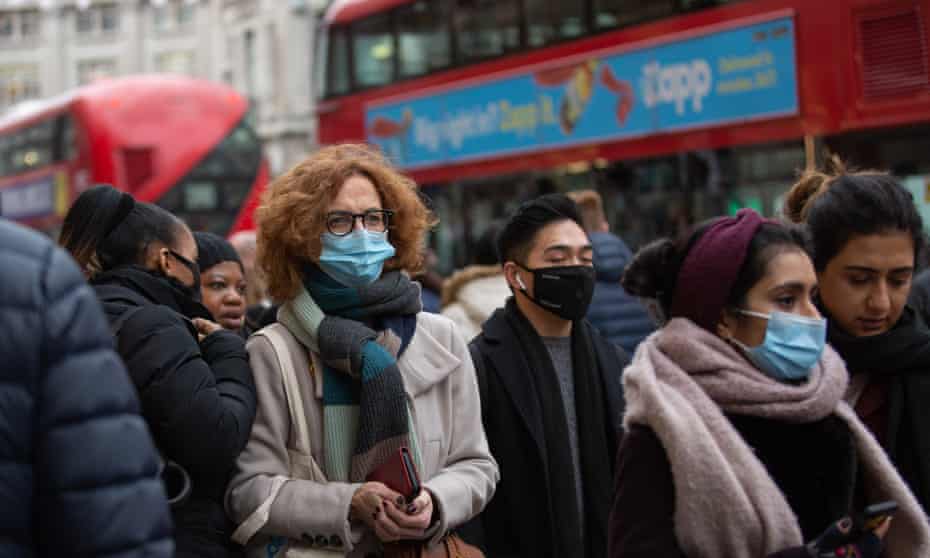 People wearing masks in the street