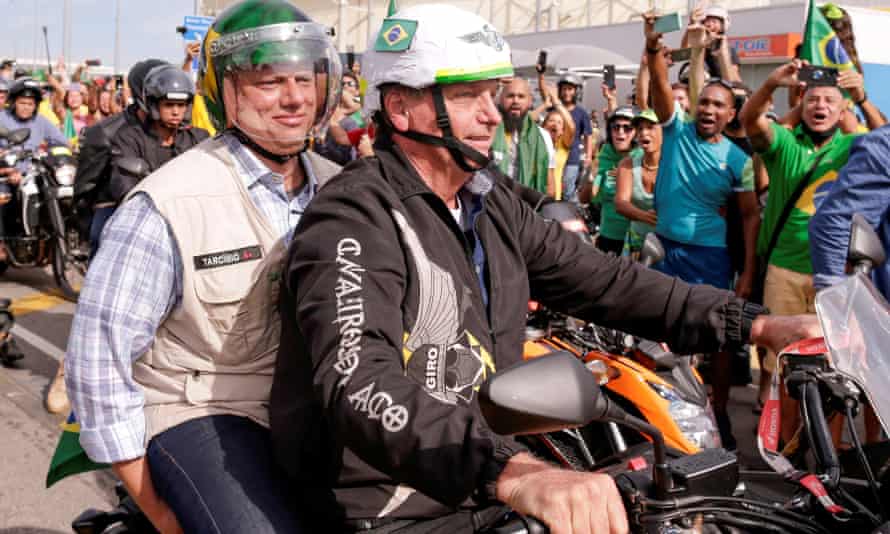 President Bolsonaro and his minister of infrastructure on a motorbike