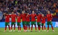 Portugal’s players react as João Félix misses from the spot