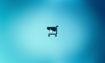 Close up of shopping cart icon on monitor screen