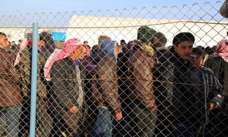 Syrians fleeing the conflicts in the Azaz region at the Bab al-Salam border gate last week.