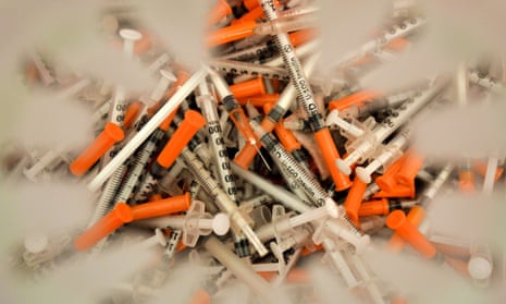 Used syringes delivered by heroin addicts in Cali, Colombia