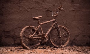 A bicycle covered by mud in Barra Longo near the site of the disaster.