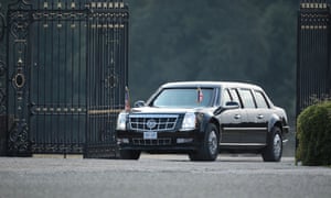 Trump arriving at Blenheim Palace in ‘The Beast’.