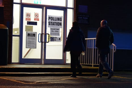 Voters arriving today at St Anne’s pastoral centre in Aughton, Ormskirk