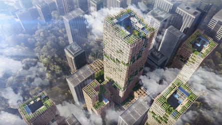 A rendering of the planned W350 tower in Tokyo