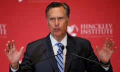 Mitt Romney Delivers Speech On State Of 2016 GOP Presidential Race<br>SALT LAKE CITY, UT - MARCH 3: Mitt Romney gives a speech on the state of the Republican party at the Hinckley Institute of Politics on the campus of the University of Utah on March 3, 2016 in Salt Lake City, Utah. Romney spoke about Donald Trump calling him a fraud and arguing against his nomination.  (Photo by George Frey/Getty Images)