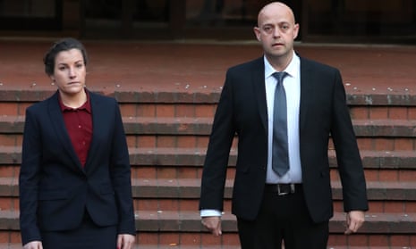 Mary Ellen Bettley-Smith and Benjamin Monk outside court