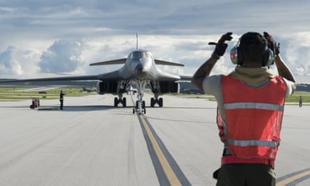 A US air force B-1B Lancer arrives in Guam