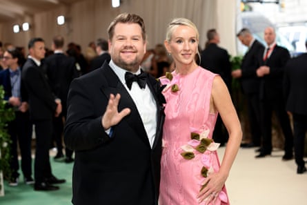 James Corden and his wife, Julia Carey, at the 2024 Met Gala in New York last month.