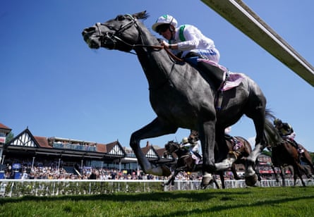 Al Wasl Storm ridden by David Probert (right) on their way to winning the Boodles Darley EBF Maiden Stakes at Chester in May.