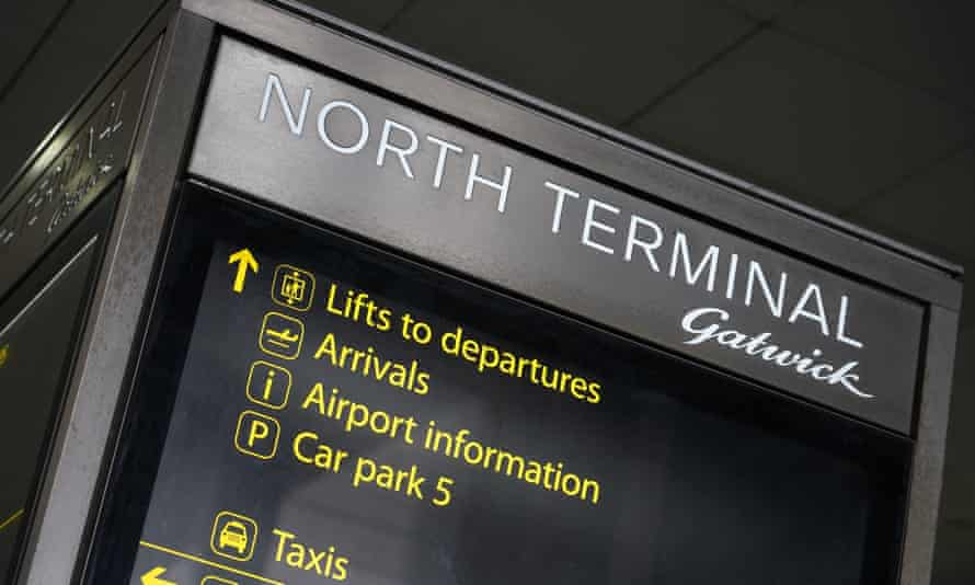 An indication sign at Gatwick airport