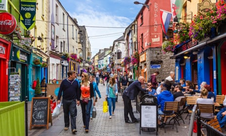 Pubs, restaurants and shops on Quay Street, Galway, Ireland.