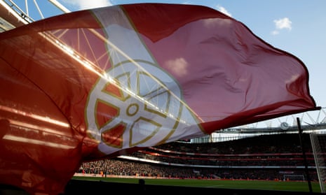 An Arsenal flag waves before Liverpool’s trip to Arsenal at the Emirates in 2004.