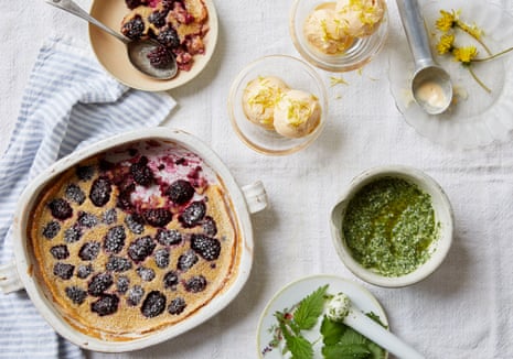 Wild and free: Helen Garcia’s nettle pesto, dandelion-infused ice cream, blackberry and lavender clafoutis.