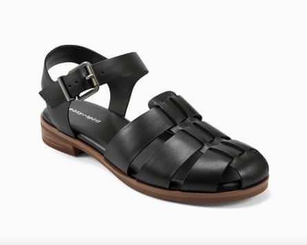 product photo of black leather fisherman sandals